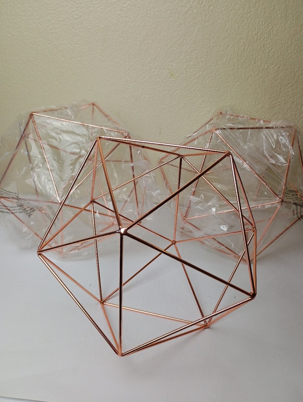 Geometric Centerpieces 5.5x5.5 Inches Wire Ornament Decoration Lot 3 - Rose Gold